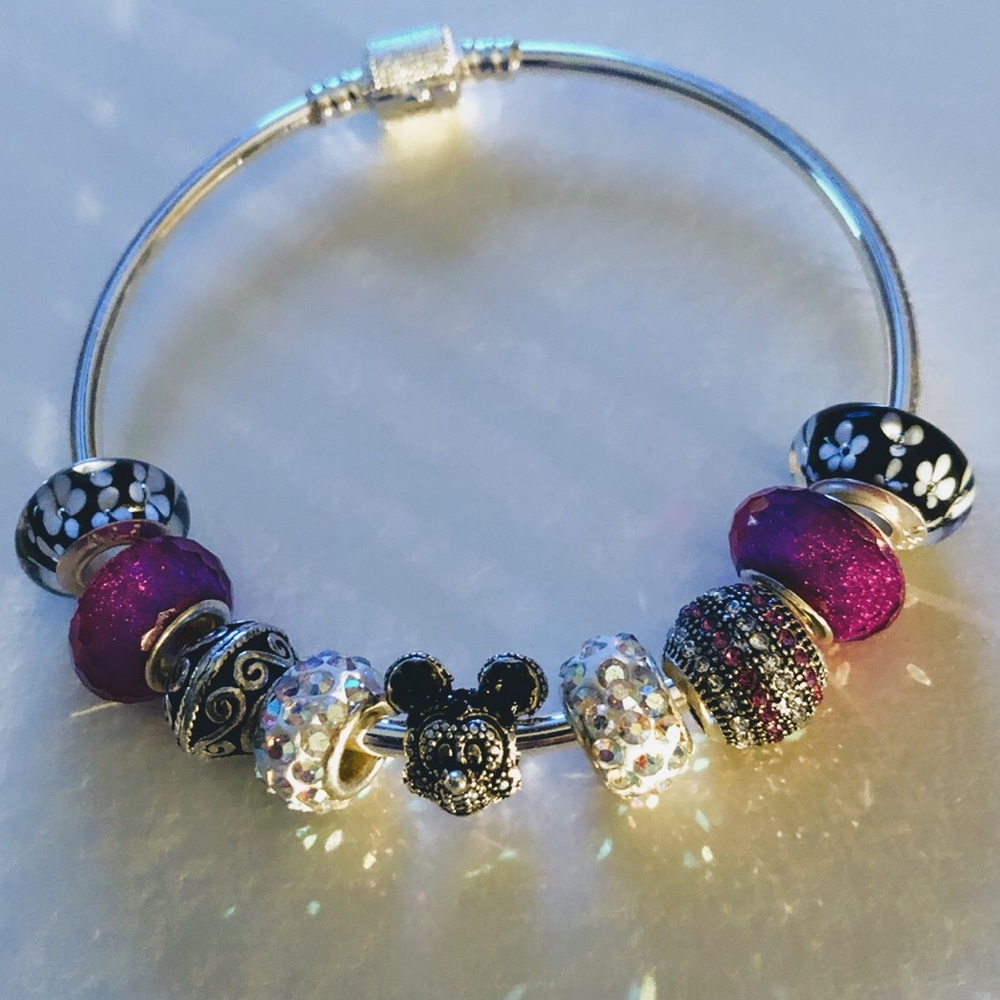 Disney’s Mickey Charm Beaded 925 Silver Bracelet